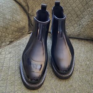 Cougar Chelsea Black Wedge Waterproof Boots Rainboots Ladies Size 8